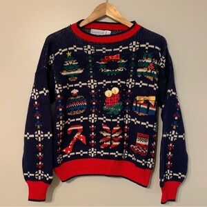 Women’s Vintage Sweater Loft Christmas Sweater Made In USA 100% Cotton Large